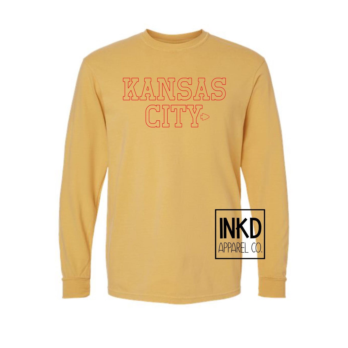 Kansas City with Arrowhead | Simple Outline Tees | Long Sleeve | Chiefs Football | Short Sleeve