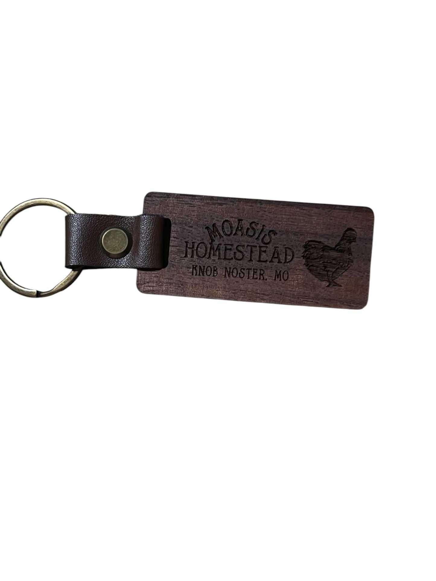 Custom Wood Farm Themed Wood and Leather Keychain | Farmer Gift | Custom Gift for Farmer