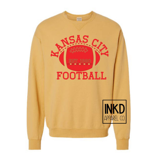 Distressed Kansas City Football Sweatshirt | Long Sleeve | Chiefs Football | Vintage football sweatshirt