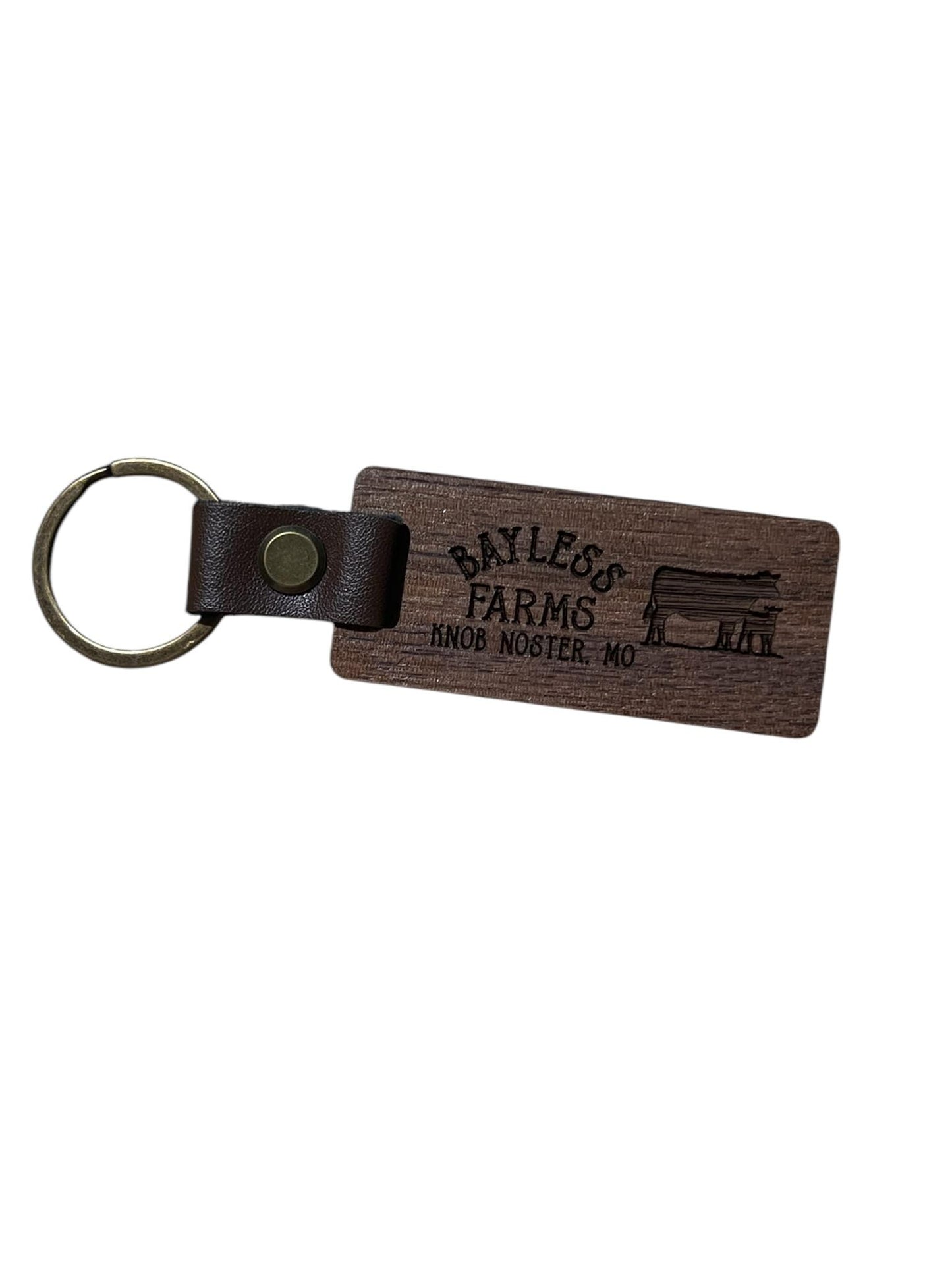 Custom Wood Farm Themed Wood and Leather Keychain | Farmer Gift | Custom Gift for Farmer