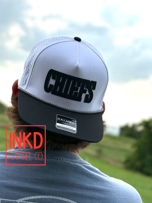 White Black Bold Font Chiefs Calusa Rope Hat