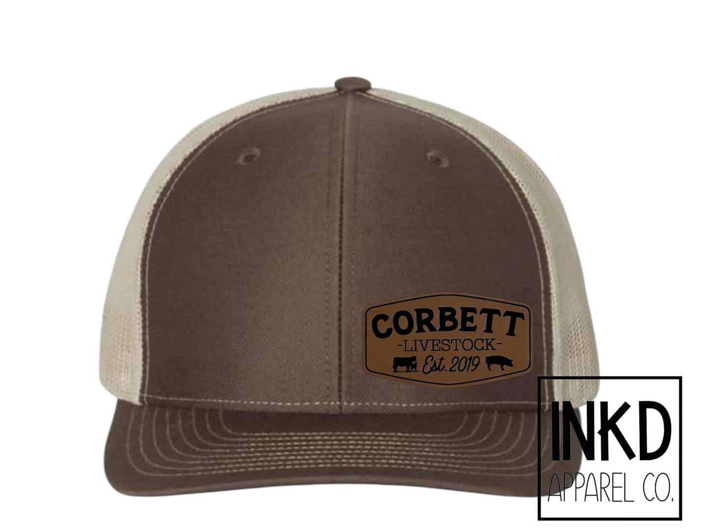 Custom Farm Logo hat | Structured 112 | Dad Birthday gift | Fathers Day Gift for dad | Leather Patch