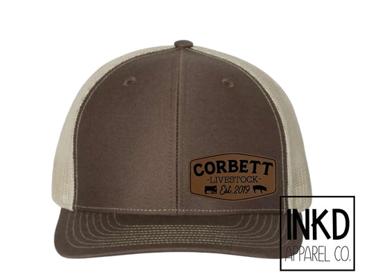 Custom Farm Logo hat | Structured 112 | Dad Birthday gift | Fathers Day Gift for dad | Leather Patch