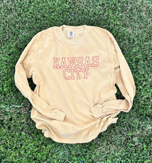 Kansas City with Arrowhead | Simple Outline Tees | Long Sleeve | Chiefs Football | Short Sleeve
