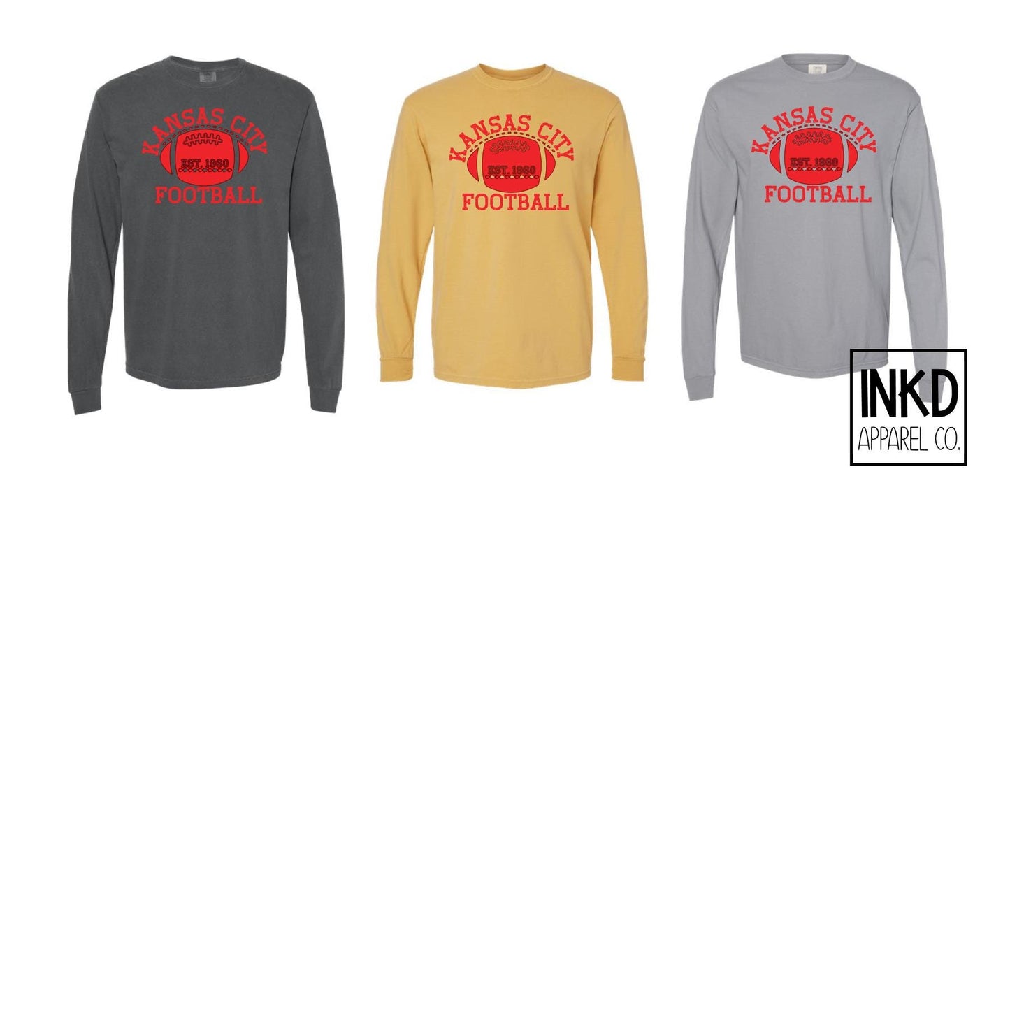 Kansas City Football Tees | Short Sleeve | Vintage | Comfy Long Sleeve | Chiefs Football