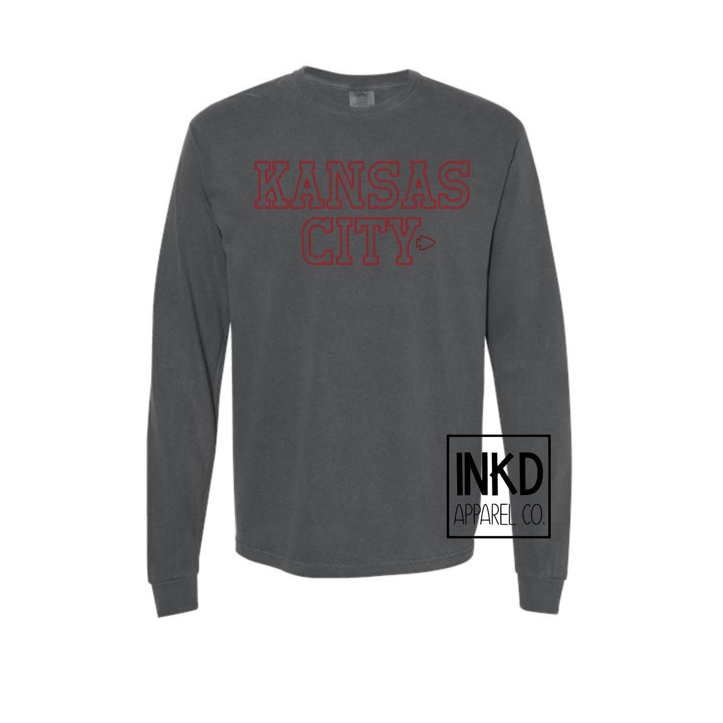 Kansas City with Arrowhead | Simple Outline Tees | Long Sleeve | Chiefs Football | Short Sleeve